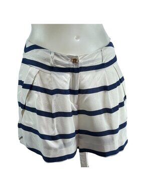 ANNIE GRIFFIN  Women's Shorts Silk Blue White Striped Pockets Lined Size 6